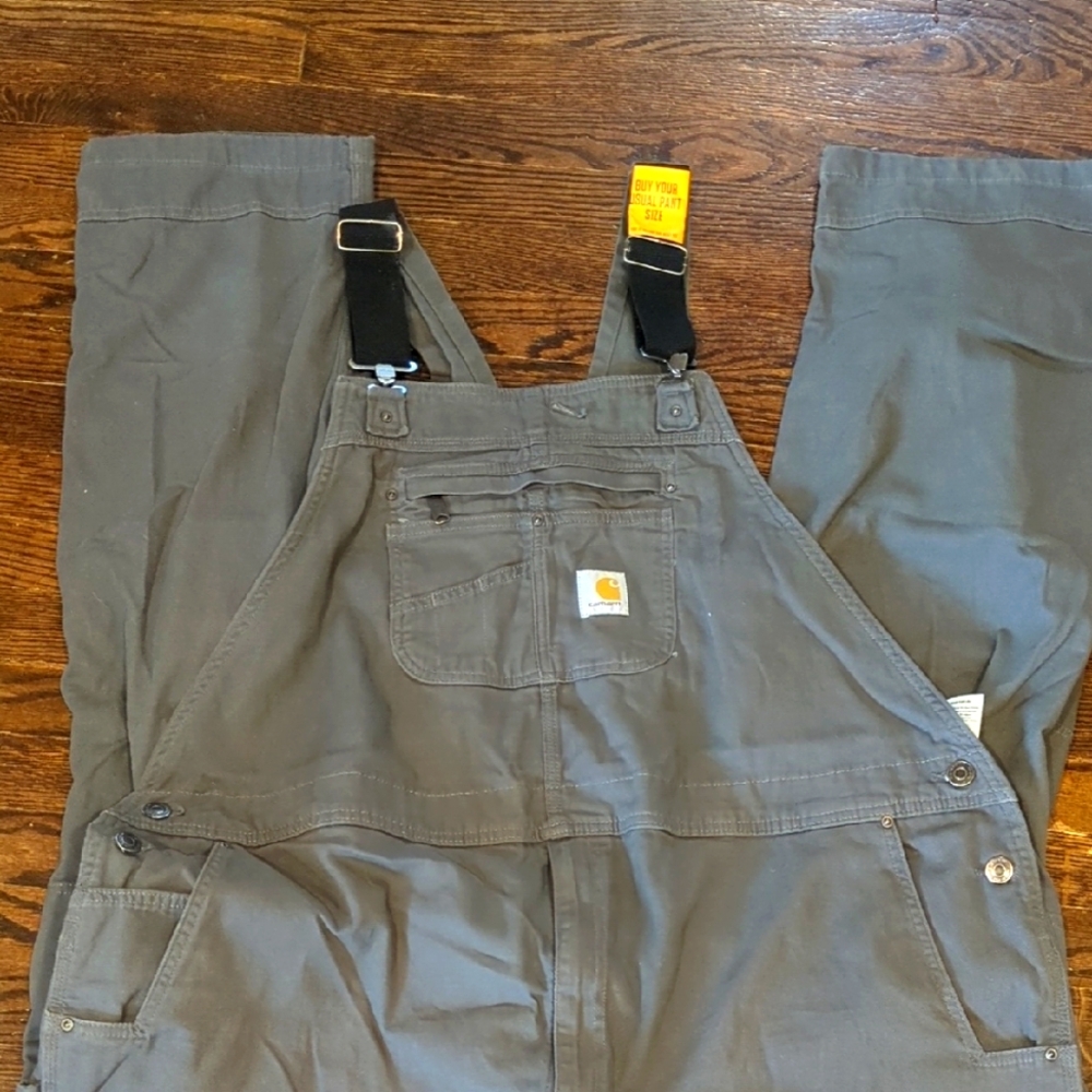 Carhartt Men's Gray Bib Relaxed Fit Overalls 50x32